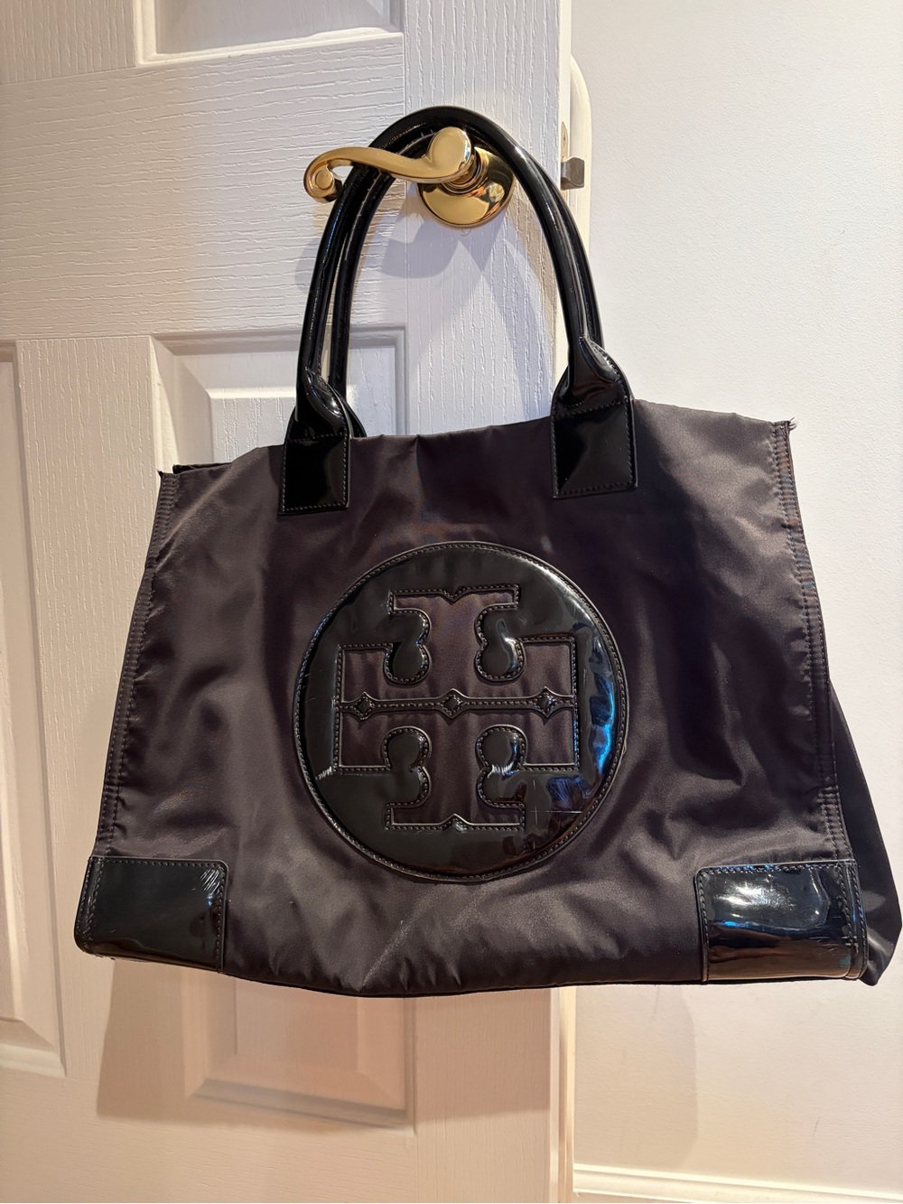 Tory Burch Black Logo Nylon Tote large
